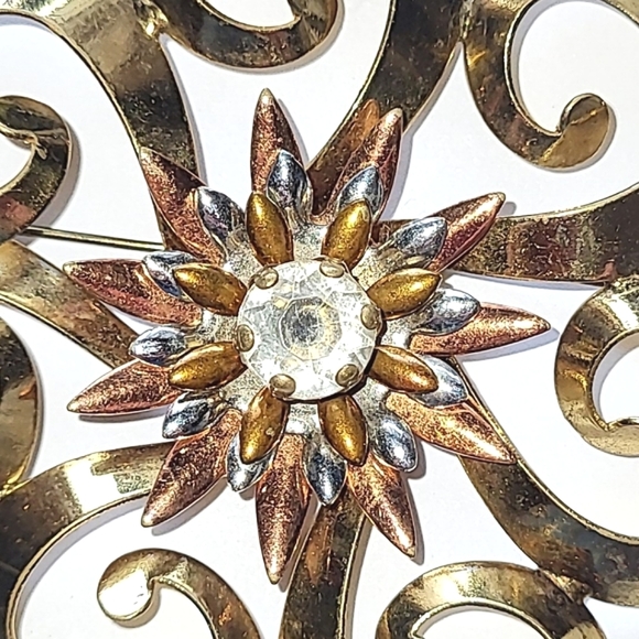 HUGE 3 1/2" VINTAGE SPIRAL VINTAGE RETRO BROOCH - Picture 2 of 6